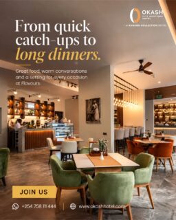 From quick catch-ups to long dinners, there’s always a reason to gather at Flavours Restaurant. 🍽️

Whether it’s lunch with colleagues, dinner with friends or simply time well spent over a good meal, we have a table waiting for you.

Make your next catch-up a little more flavourful. ❤️

📲 Reserve your table today!
Call us: +254 758 111 444 or DM us
.
.
#FlavoursRestaurant #OkashCityBoutiqueHotel #NairobiRestaurants #NairobiDining #NairobiFoodies #WhereToEatInNairobi #FoodforFoodies