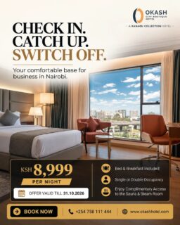 Business in Nairobi? Make yourself at home between meetings.

With a dedicated workspace, a comfortable bed and room to unwind after a busy day, @okashhotelkenya  makes business travel a little easier. Plus, you're just 10 minutes from JKIA.

Make your next work trip a comfortable one.

📞 Call +254 758 111 444
🌐 www.okashhotel.com

#OkashCityBoutiqueHotel #BusinessTravel #NairobiHotels #NairobiStay #CorporateTravel #JKIA #SouthCNairobi #StayOffers